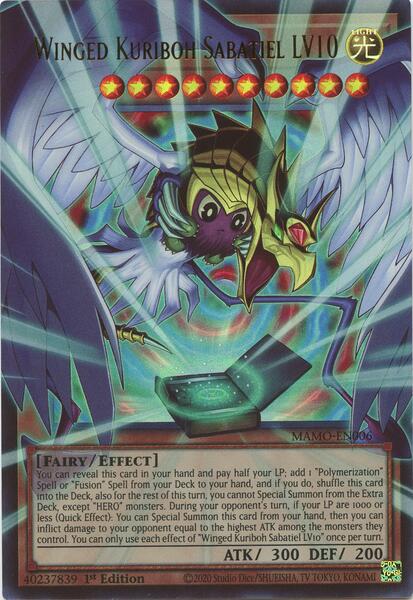 Winged Kuriboh Sabatiel LV10 (Extended Art) - MAMO-EN006 - Ultra Rare - 1st Edition