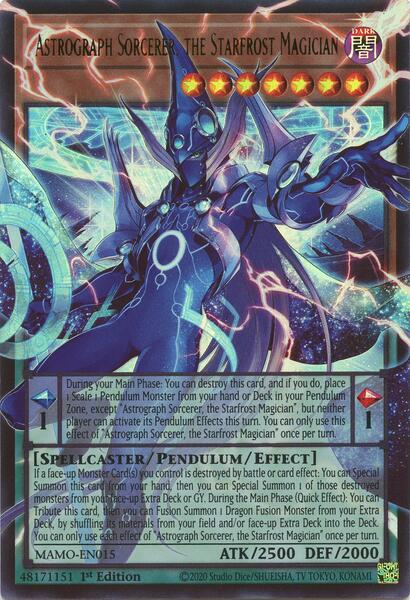 Astrograph Sorcerer, the Starfrost Magician (Extended Art) - MAMO-EN015 - Ultra Rare - 1st Edition