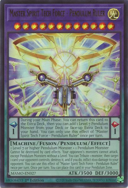 Master Spirit Tech Force - Pendulum Ruler - MAMO-EN027 - Ultra Rare - 1st Edition