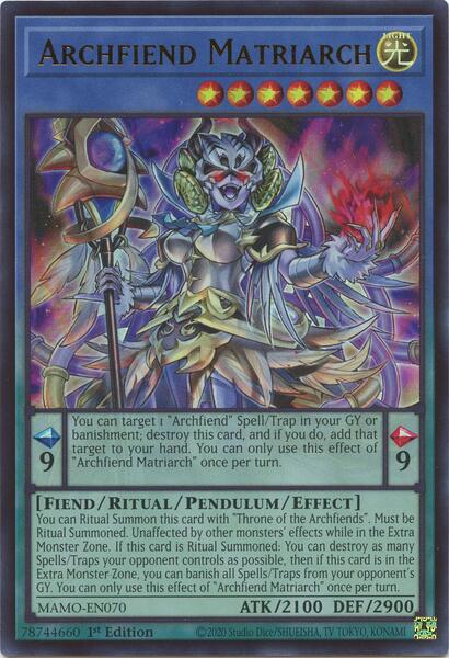 Archfiend Matriarch - MAMO-EN070 - Ultra Rare - 1st Edition