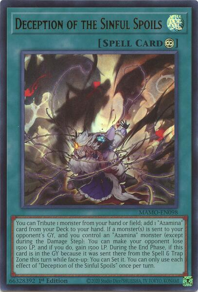 Deception of the Sinful Spoils - MAMO-EN098 - Ultra Rare - 1st Edition