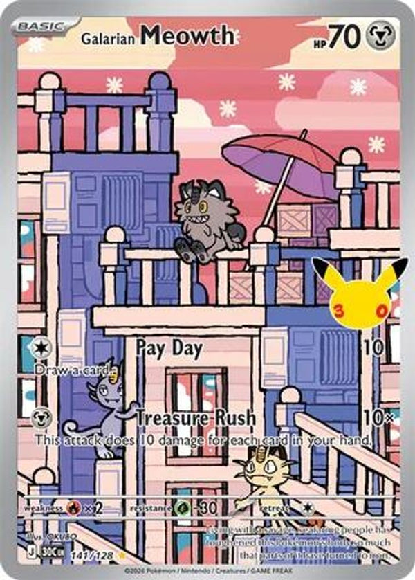 Galarian Meowth - 141/128 - Illustration Rare