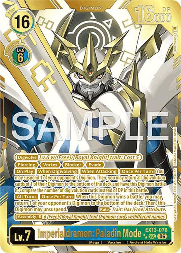 Imperialdramon: Paladin Mode (Rare Pull) - EX13-076 - Secret Rare