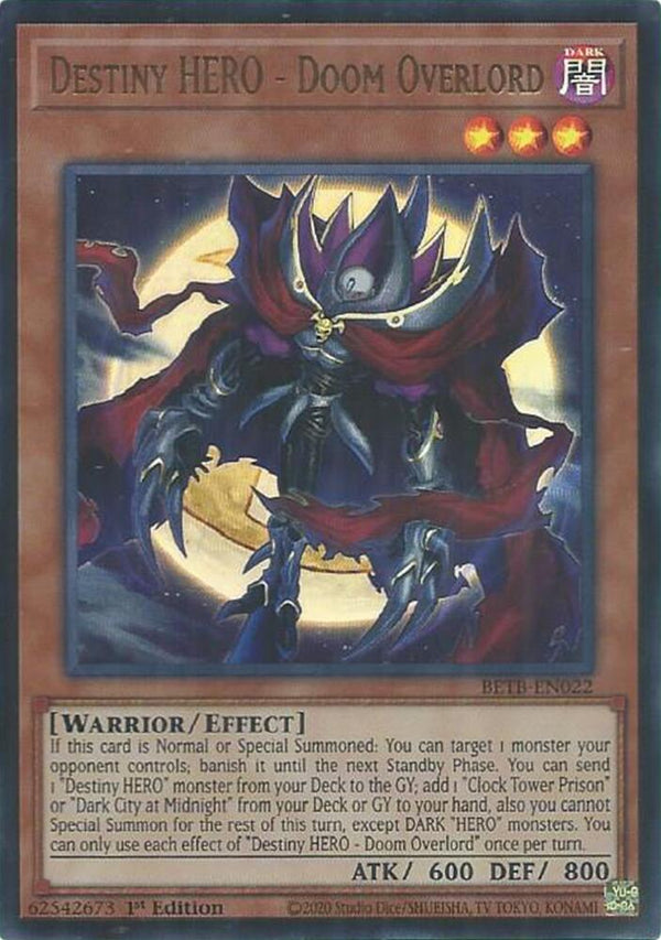 Destiny HERO - Doom Overlord - BETB-EN022 - Ultra Rare - 1st Edition