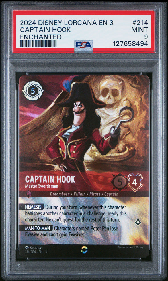 CAPTAIN HOOK (214) - DISNEY LORCANA EN 3-INTO THE INKLANDS - ENCHANTED - MINT 9