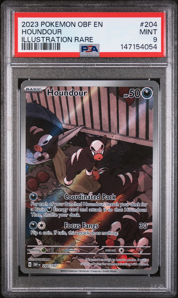 HOUNDOUR (204) - POKEMON OBF EN-OBSIDIAN FLAMES - ILLUSTRATION RARE - MINT 9