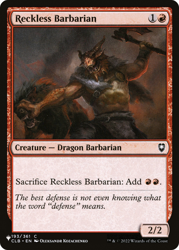 Reckless Barbarian - CLB Reprint (PLST)