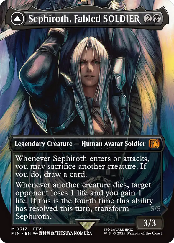 Sephiroth, Fabled SOLDIER // Sephiroth, One-Winged Angel - Borderless Artist Card (FIN)