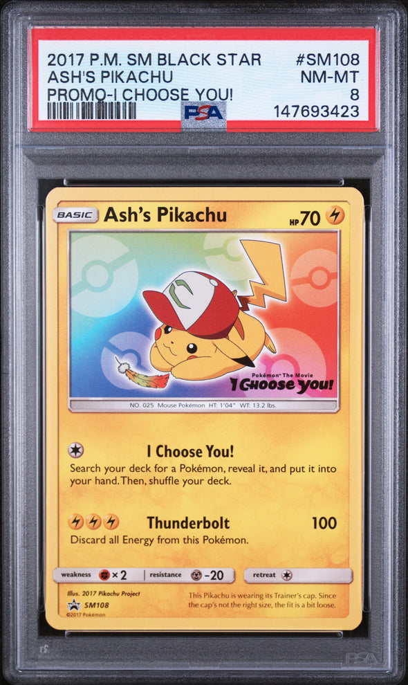 ASH'S PIKACHU (SM108) - POKEMON SM BLACK STAR PROMO - PROMO-I CHOOSE YOU! - NM-MT 8