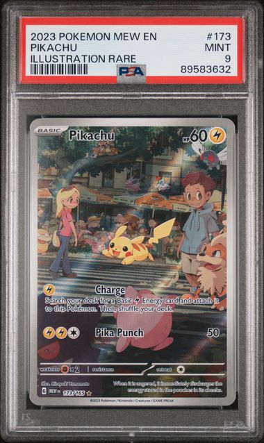 Pikachu - 151 Mew - Illustration Rare - PSA 9 Mint