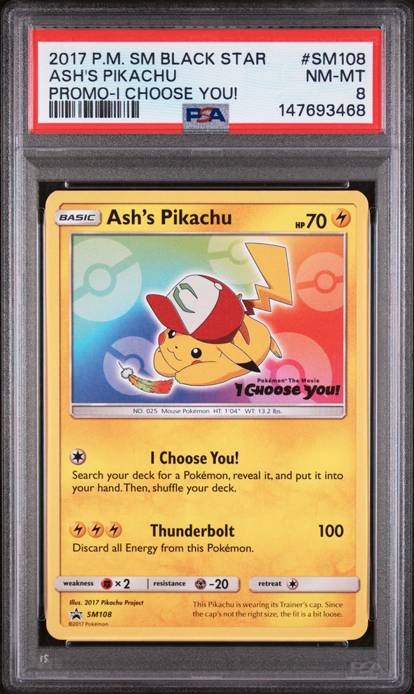 ASH'S PIKACHU (SM108) - POKEMON SM BLACK STAR PROMO - PROMO-I CHOOSE YOU! - NM-MT 8