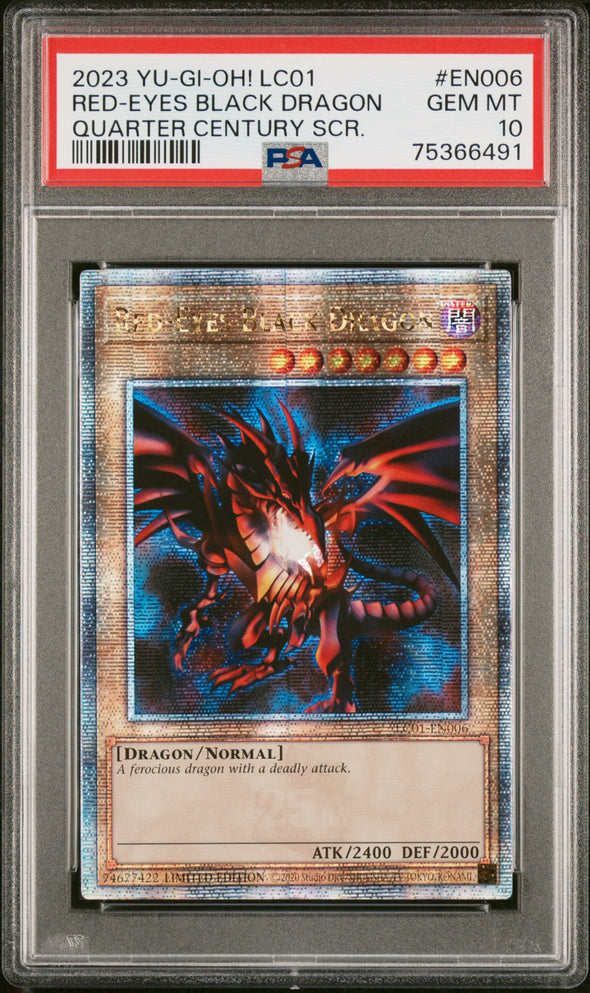 RED-EYES BLACK DRAGON (EN006) - YUGIOH LC01-LEGENDARY COLLECTION: 25TH ANNIVERSARY EDITION - QUARTER CENTURY SCR. - GEM MT 10