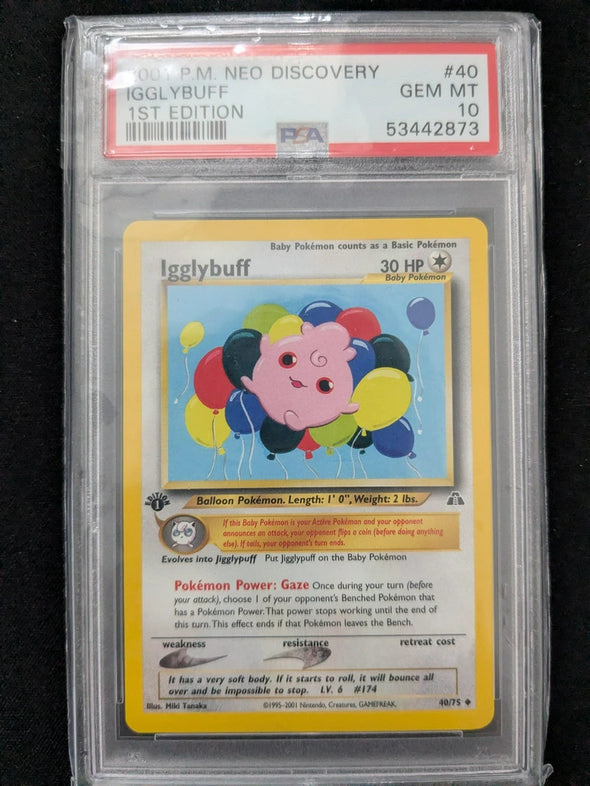 IGGLYBUFF (40) - POKEMON NEO DISCOVERY - 1ST EDITION - GEM MT 10