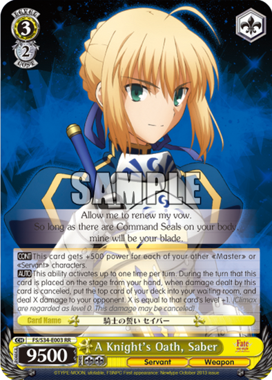 A Knight's Oath, Saber - FS/S34-E003 - Double Rare available at 401 Games Canada