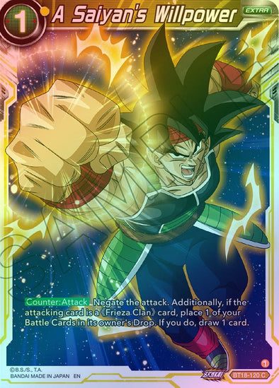 A Saiyan's Willpower - BT18-120 - Common (Foil) available at 401 Games Canada