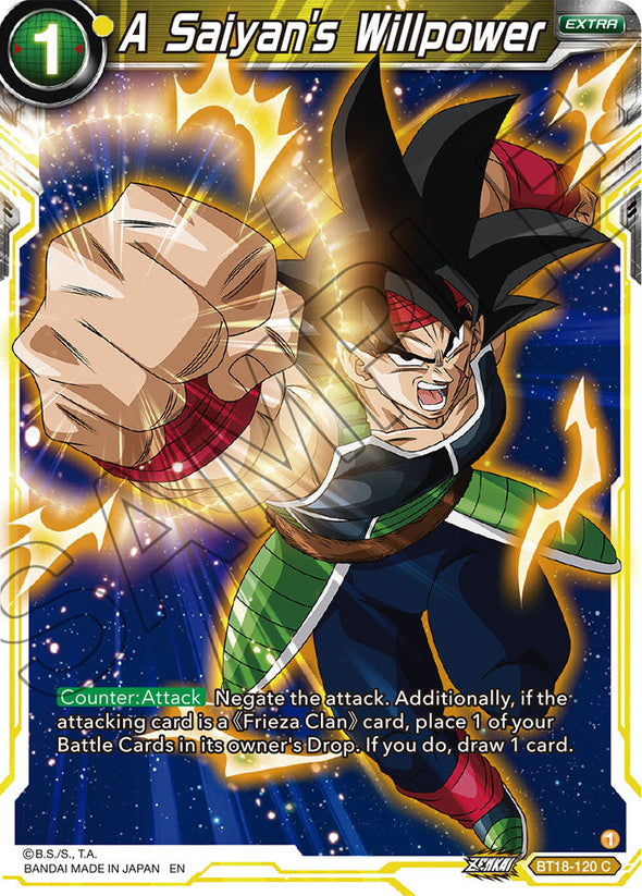 A Saiyan's Willpower - BT18-120 - Common available at 401 Games Canada