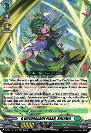 A Viridescent Flash, Rorowa - D-BT11/014EN - Triple Rare available at 401 Games Canada