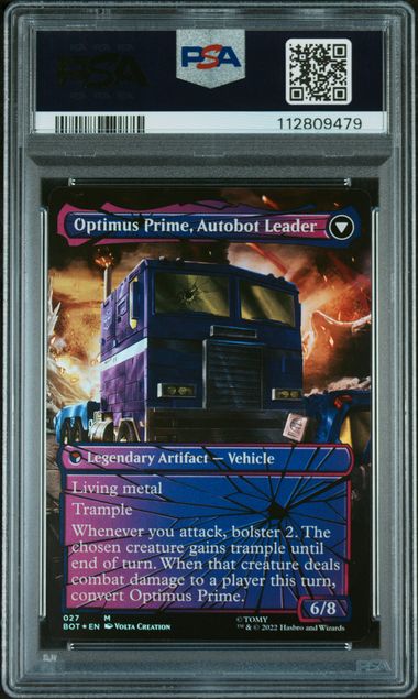 Optimus Prime, Hero // Optimus Prime, Autobot Leader - Transformers - Shattered Glass Foil - PSA Graded 10 112809479