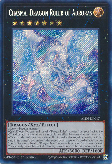 Chasma, Dragon Ruler of Auroras - ALIN-EN047 - Secret Rare - 1st Edition