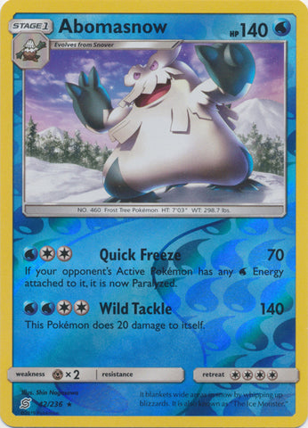 Abomasnow - 42/236 - Rare - Reverse Holo available at 401 Games Canada