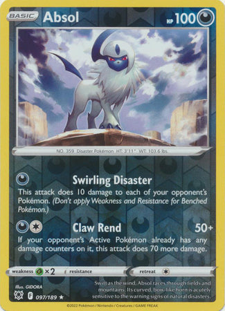 Absol - 097/189 - Holo Rare - Reverse Holo available at 401 Games Canada