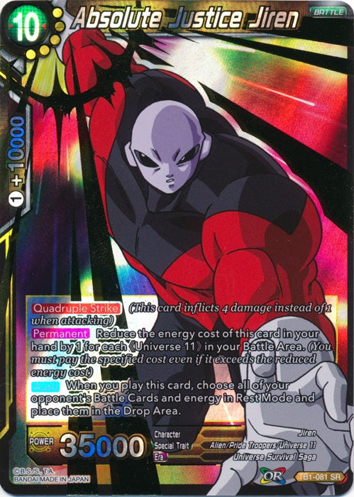 Absolute Justice Jiren - TB1-081 - Super Rare available at 401 Games Canada