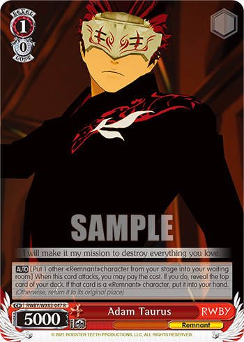 Adam Taurus - RWBY/WX03-047 - Rare available at 401 Games Canada