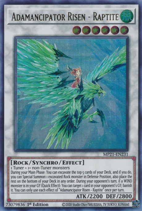 Adamancipator Risen - Raptite - MP21-EN231 - Ultra Rare - 1st Edition available at 401 Games Canada