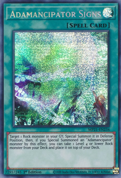 Adamancipator Signs - MP21-EN234 - Prismatic Secret Rare - 1st Edition available at 401 Games Canada