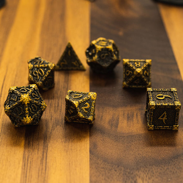 Adventure Dice - 7 Piece Set - Metal - Crusade Gold available at 401 Games Canada