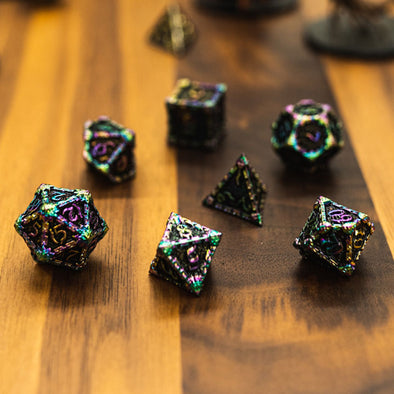 Adventure Dice - 7 Piece Set - Metal - Crusade Treasure available at 401 Games Canada