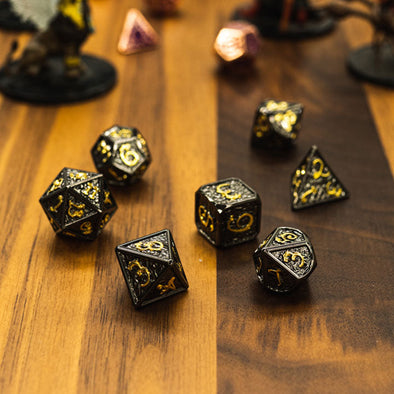 Adventure Dice - 7 Piece Set - Metal - Dragon Latinum available at 401 Games Canada