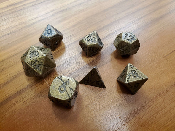 Adventure Dice - 7 Piece Set - Metal - Gold Vein available at 401 Games Canada