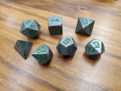 Adventure Dice - 7 Piece Set - Metal - Green Dragon's Lair available at 401 Games Canada