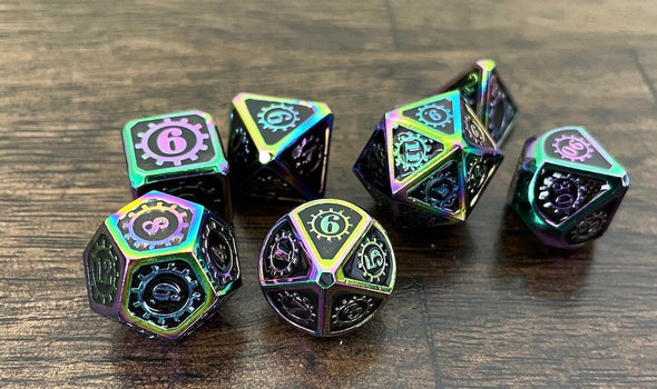 Adventure Dice - 7 Piece Set - Metal - Neochrome available at 401 Games Canada