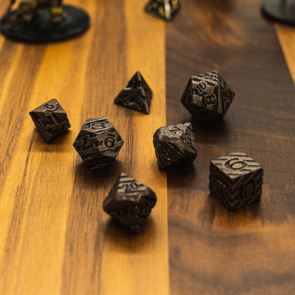 Adventure Dice - 7 Piece Set - Metal - Pyramid Corridor available at 401 Games Canada