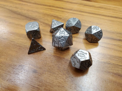 Adventure Dice - 7 Piece Set - Metal - Silver Vein available at 401 Games Canada