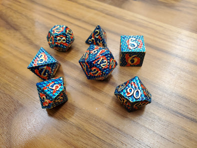 Adventure Dice - 7 Piece Set - Metal - Topaz Dragon Scale available at 401 Games Canada