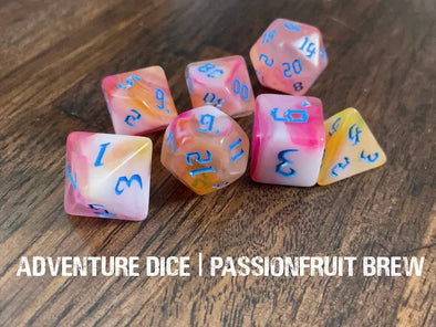 Adventure Dice - 7 Piece Set - Passionfruit Brew available at 401 Games Canada