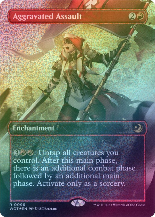 Aggravated Assault - Borderless Anime (Confetti Foil) (WOT)