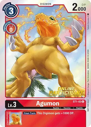 Agumon (2021 Championship Online Regional Participant) - ST1-03 - Promo available at 401 Games Canada