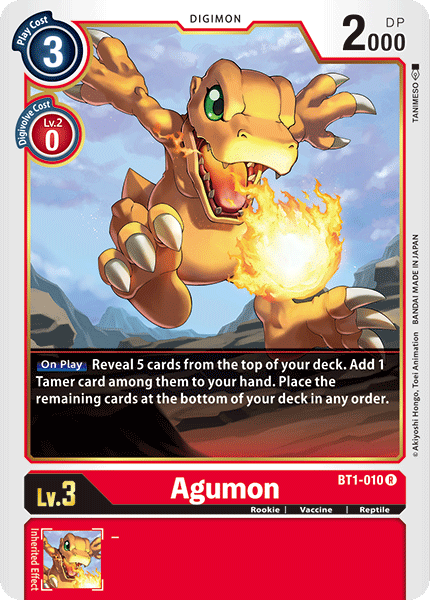Agumon - BT1-010 - Rare available at 401 Games Canada