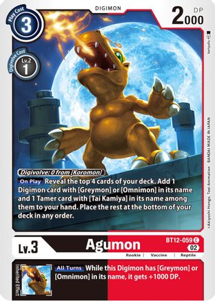 Agumon - BT12-059 - Common available at 401 Games Canada