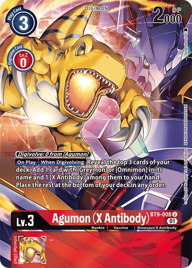 Agumon (X Antibody) (Alternate Art) - BT9-008 - Uncommon available at 401 Games Canada