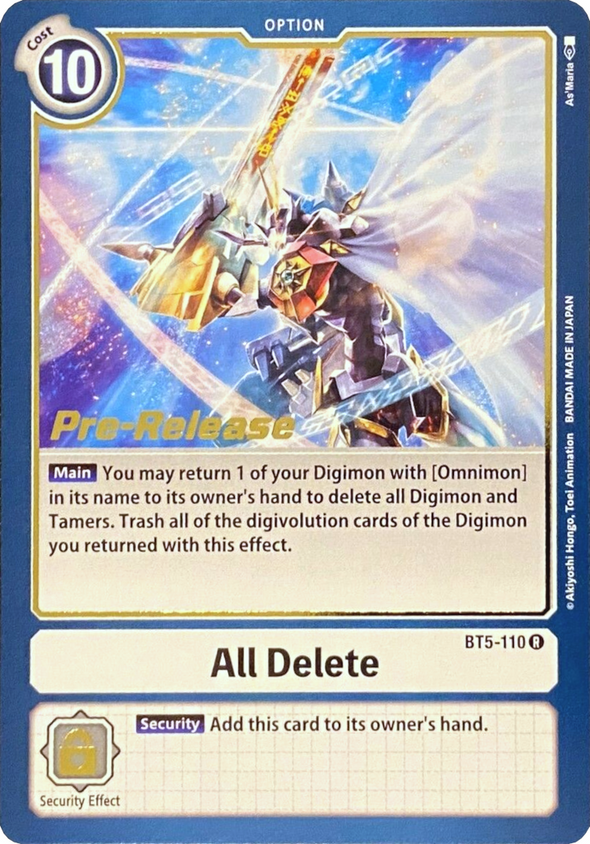 All Delete (Prerelease Promo) - BT5-110 - Rare available at 401 Games Canada