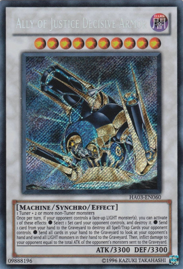 Ally of Justice Decisive Armor - HA03-EN060 - Secret Rare - Unlimited available at 401 Games Canada