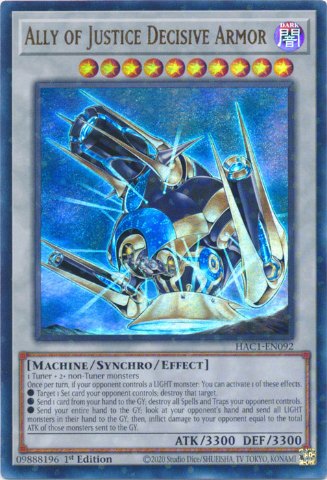 Ally of Justice Decisive Armor - HAC1-EN092 - Duel Terminal Ultra Parallel Rare available at 401 Games Canada