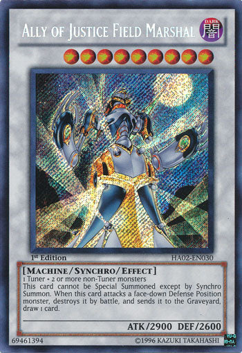 Ally of Justice Field Marshal - HA02-EN030 - Secret Rare - 1st Edition available at 401 Games Canada