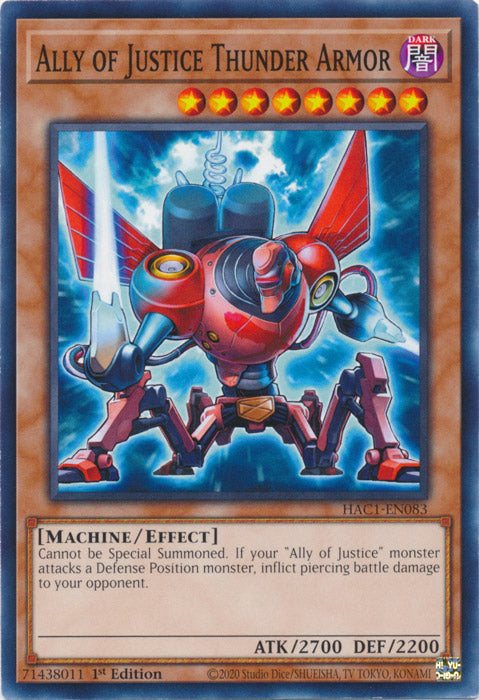Ally of Justice Thunder Armor - HAC1-EN083 - Common available at 401 Games Canada