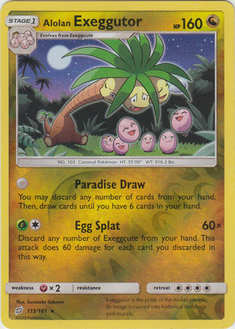 Alolan Exeggutor - 115/181 - Rare - Reverse Holo available at 401 Games Canada